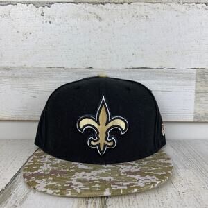 New Era 59Fifty New Orleans Saints Fitted Hat 7 1/8 Black Camo NFL Football Cap